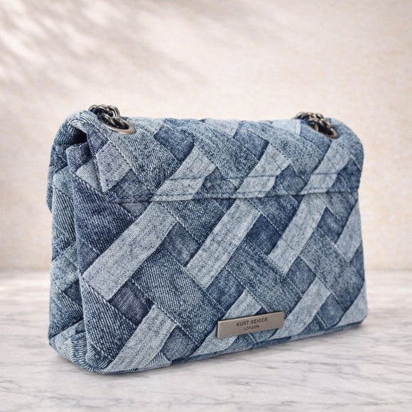 NWT Kurt Geiger Crystals Mini Kensington Convertible Denim Crossbody - Picture 7 of 17